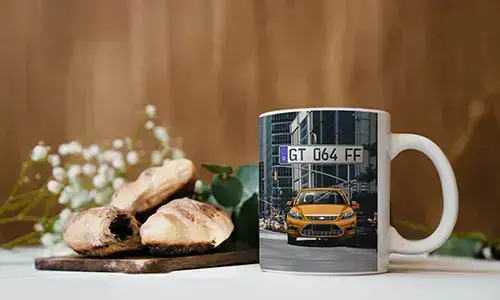 car mug by the croissants