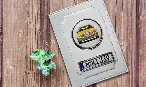 Car documents holder white with yellow car
