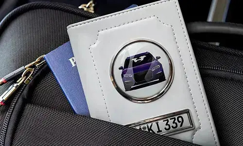 Car documents holder white with passport