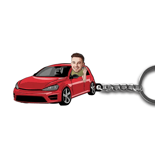 Comic Auto Schlüsselanhänger personalisiert mit Foto
